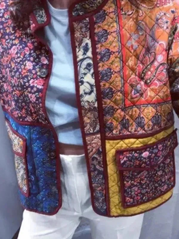 Women's Printed Overcoat Loose Fit Zipper Style