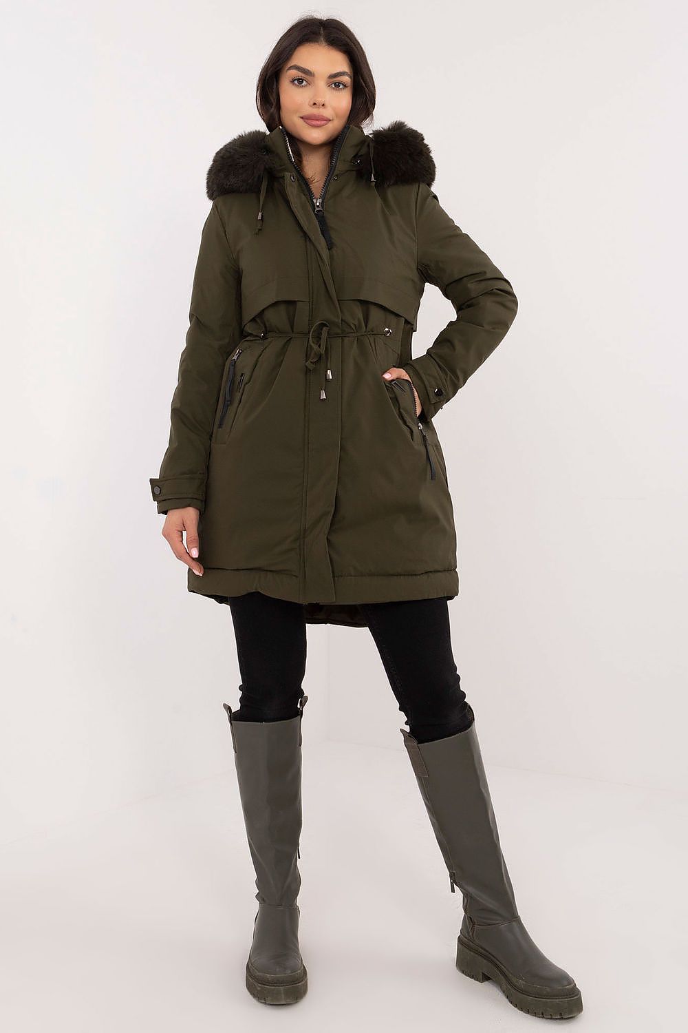Women's Puffer Parka Jacket Belted Winter Style