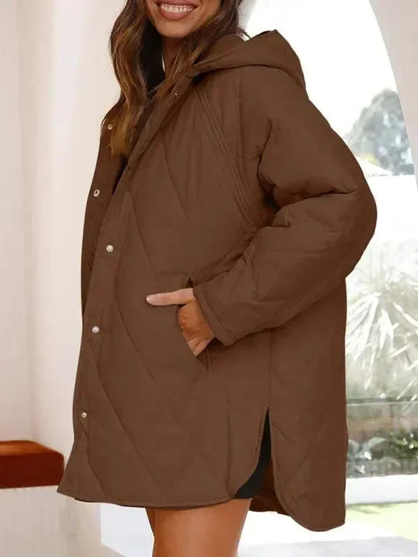 Women's Quilted Coat Hooded Mid Length Style