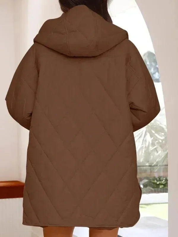 Women's Quilted Coat Hooded Mid Length Style