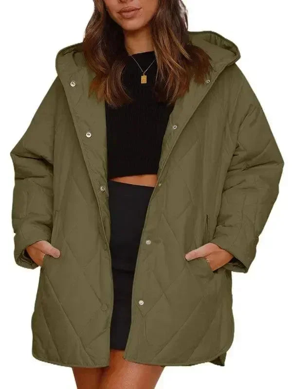 Women's Quilted Coat Hooded Mid Length Style
