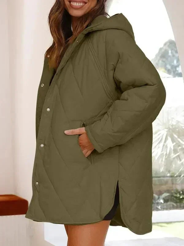 Women's Quilted Coat Hooded Mid Length Style