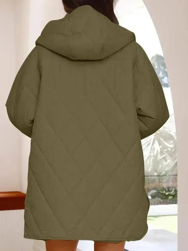 Women's Quilted Coat Hooded Mid Length Style