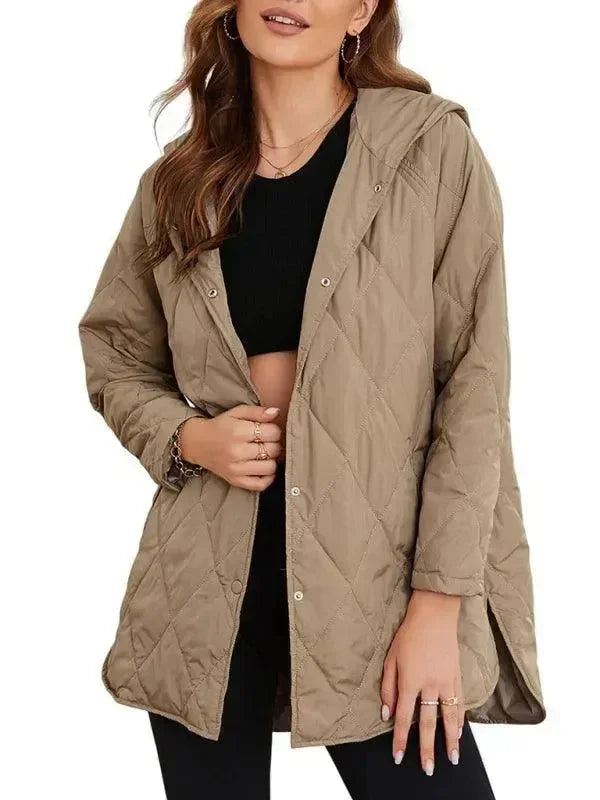 Women's Quilted Coat Hooded Mid Length Style