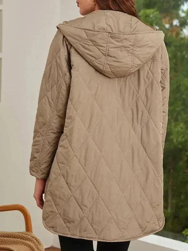 Women's Quilted Coat Hooded Mid Length Style