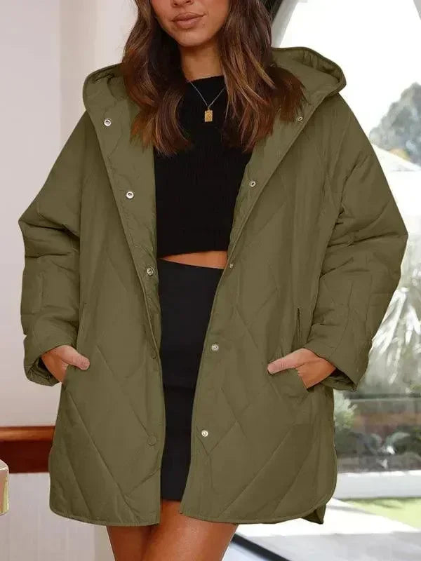 Women's Quilted Coat Hooded Mid Length Style