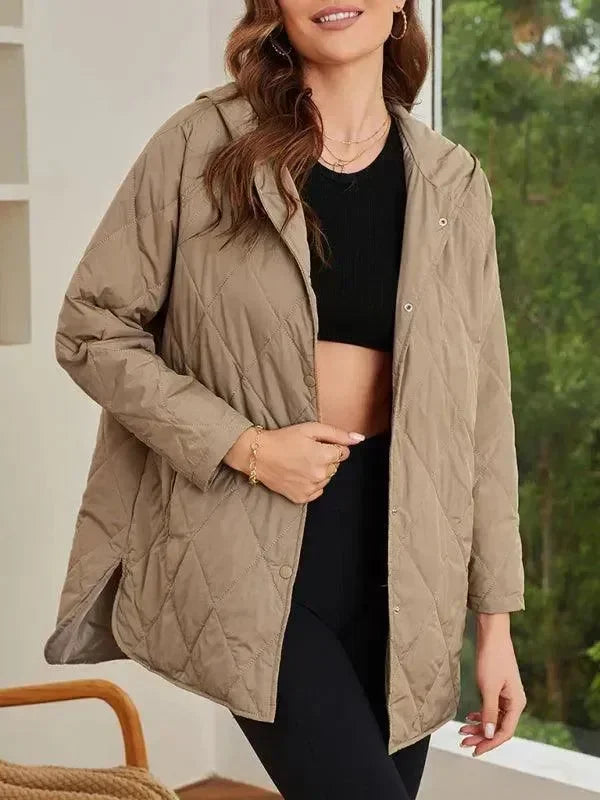 Women's Quilted Coat Hooded Mid Length Style