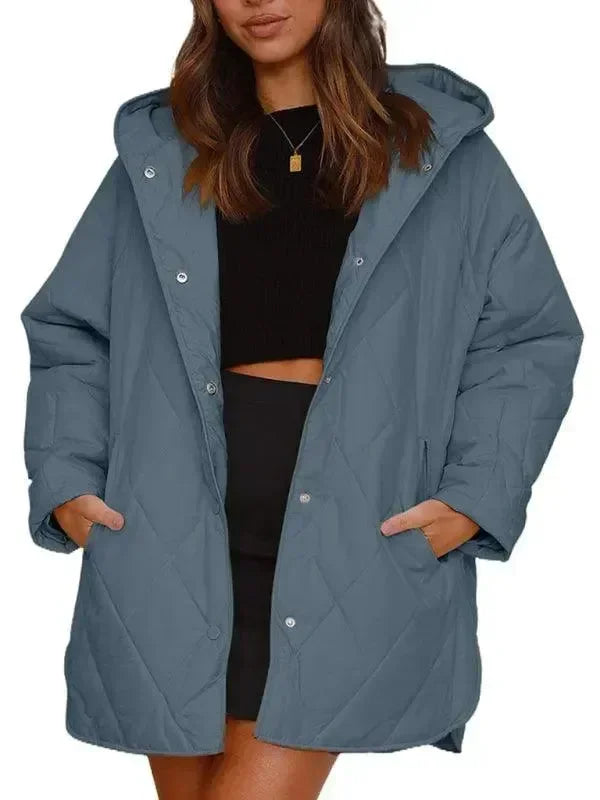 Women's Quilted Coat Hooded Mid Length Style
