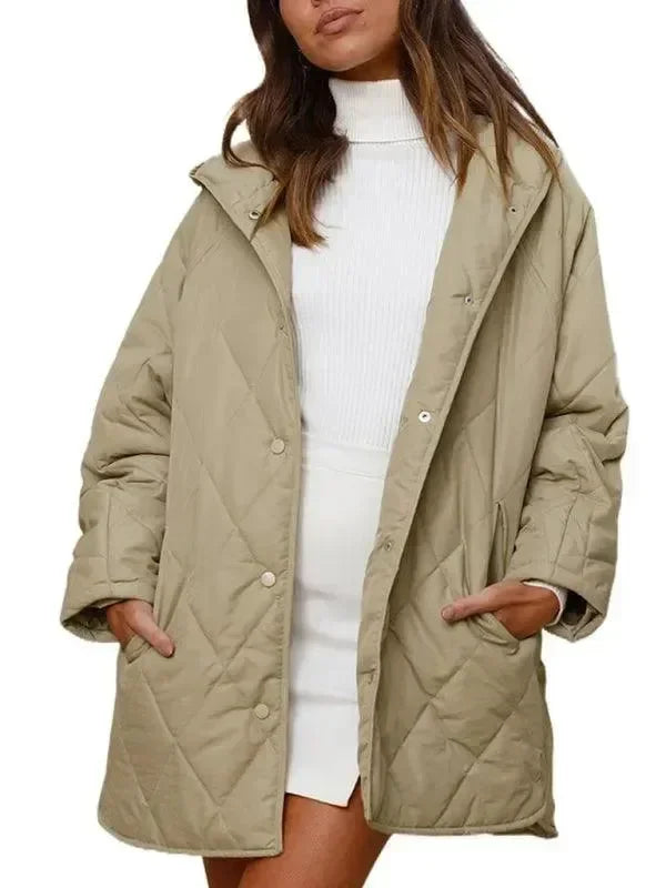 Women's Quilted Coat Hooded Mid Length Style