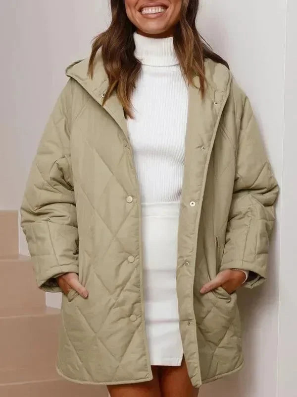Women's Quilted Coat Hooded Mid Length Style