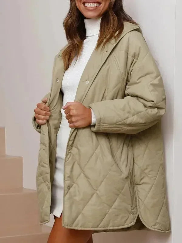 Women's Quilted Coat Hooded Mid Length Style