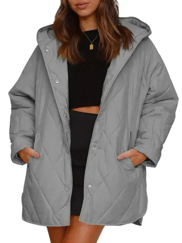 Women's Quilted Coat Hooded Mid Length Style