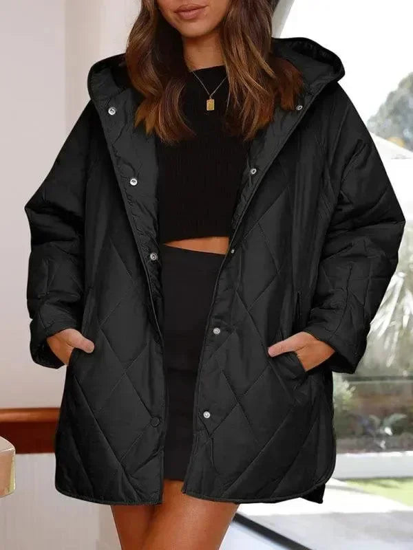 Women's Quilted Coat Hooded Mid Length Style