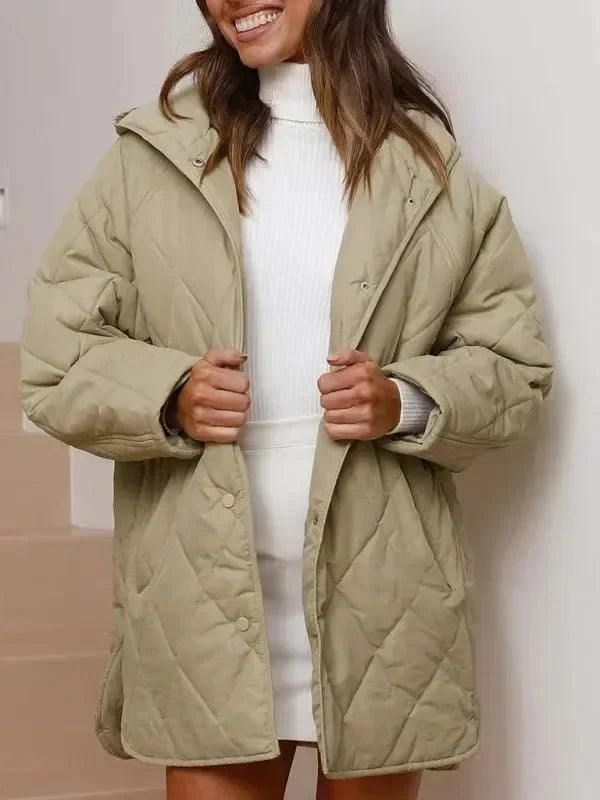 Women's Quilted Coat Hooded Mid Length Style