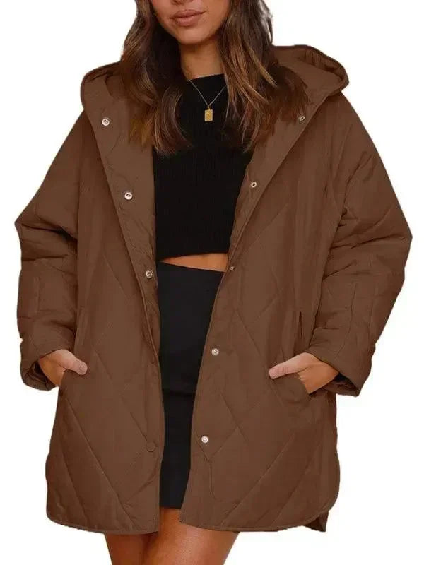 Women's Quilted Coat Hooded Mid Length Style