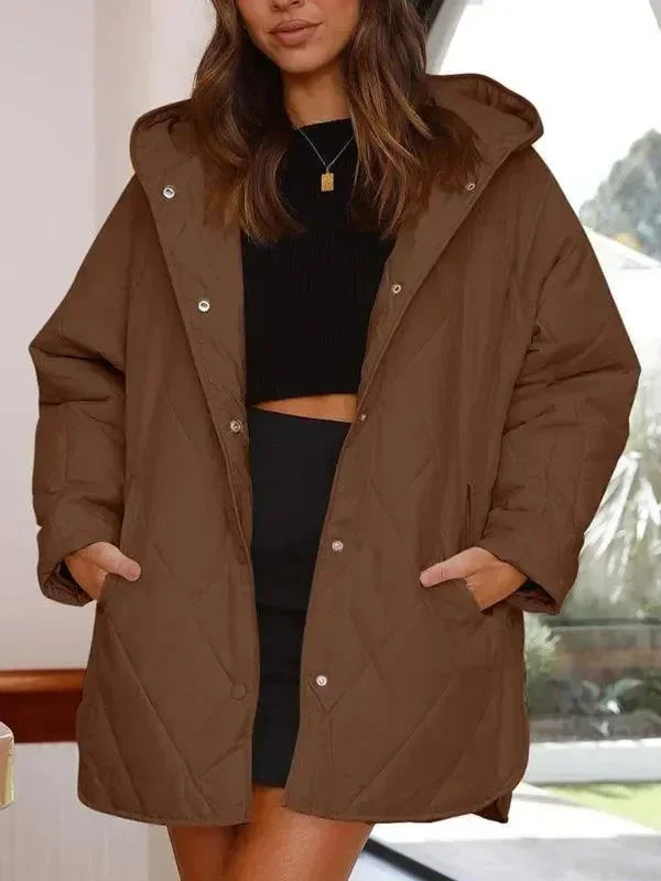 Women's Quilted Coat Hooded Mid Length Style