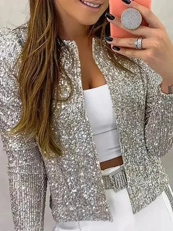 Women's Sequin Coat Slim Fit Lightweight Style
