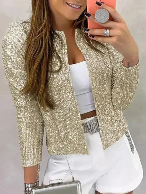 Women's Sequin Coat Slim Fit Lightweight Style
