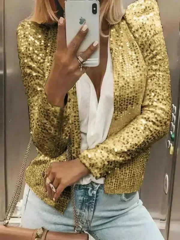 Women's Sequin Coat Slim Fit Lightweight Style