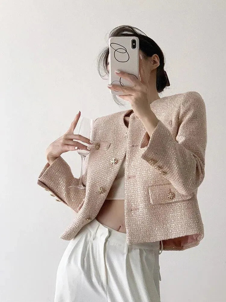 Women’s Sequin Tweed Jacket Party Style