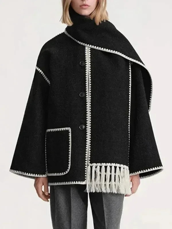 Women's Shawl Coat Button Closure Warm Style