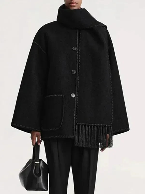 Women's Shawl Coat Button Closure Warm Style