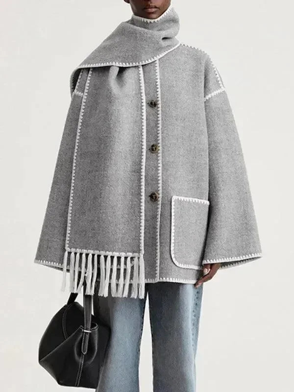 Women's Shawl Coat Button Closure Warm Style