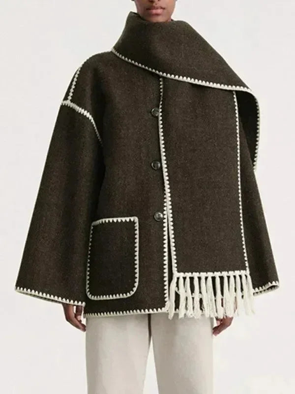 Women's Shawl Coat Button Closure Warm Style