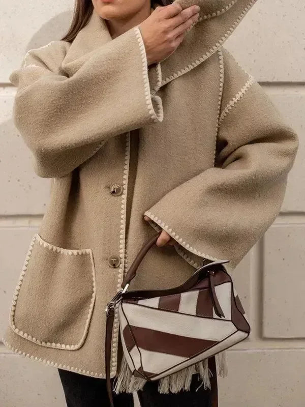 Women's Shawl Coat Fringed Hem Warm Style