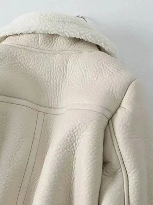 Women’s Shearling Biker Jacket Warm Style