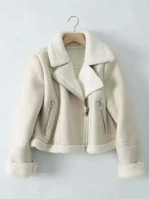 Women’s Shearling Bomber Jacket Warm Style