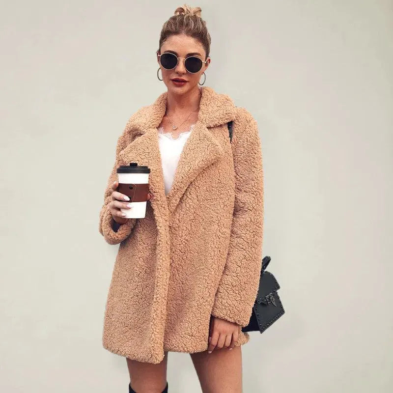 Women's Shearling Coat Oversized Lightweight Style