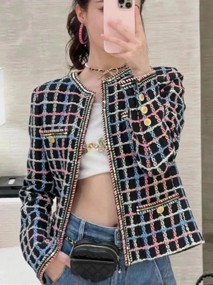 Women’s Slim Plaid Tweed Jacket Style