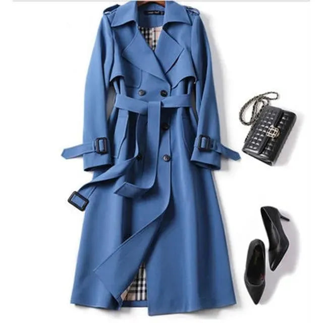 Women's Slim Trench Coat Longline Fitted Style