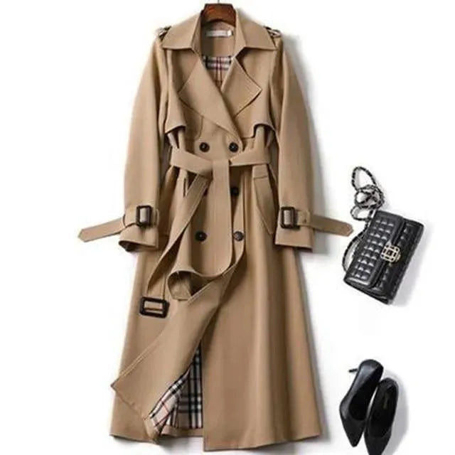 Women's Slim Trench Coat Longline Fitted Style