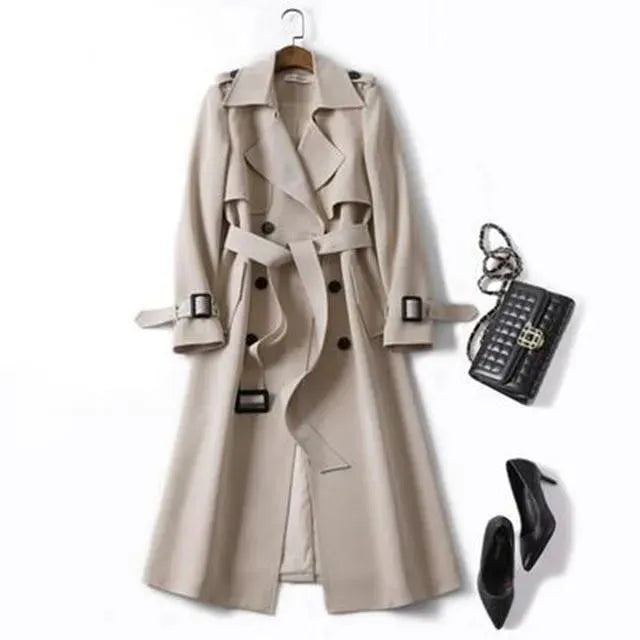 Women's Slim Trench Coat Longline Fitted Style