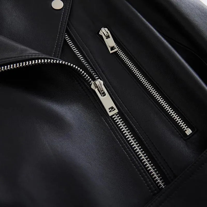 Women's Structured Leather Coat Longline Modern Style