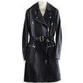 Women's Structured Leather Coat Longline Modern Style