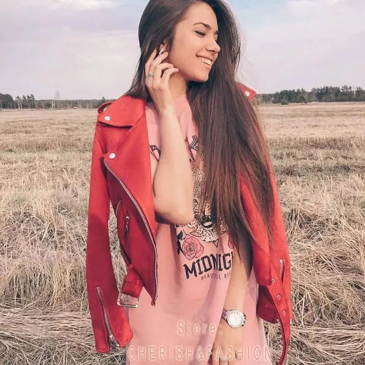 Women’s Suede Biker Jacket Premium Style