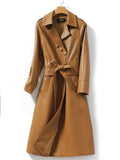 Women's Tailored Leather Coat Longline Elegant Fit