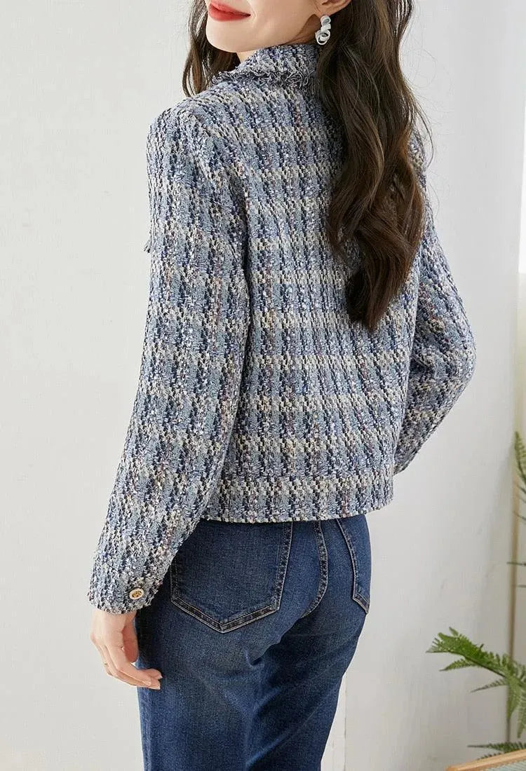 Women’s Textured Tweed Jacket Statement Style