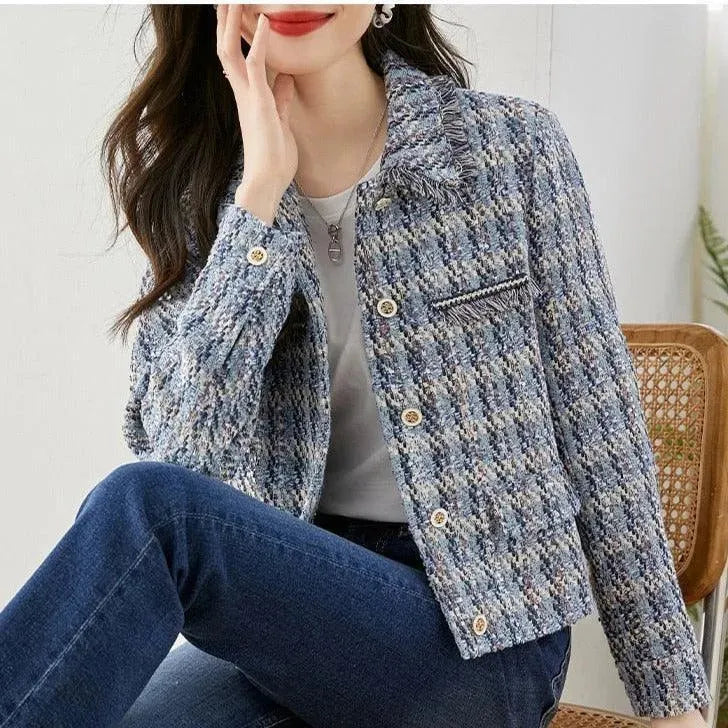 Women’s Textured Tweed Jacket Statement Style