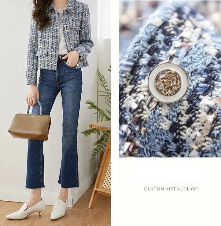 Women’s Textured Tweed Jacket Statement Style