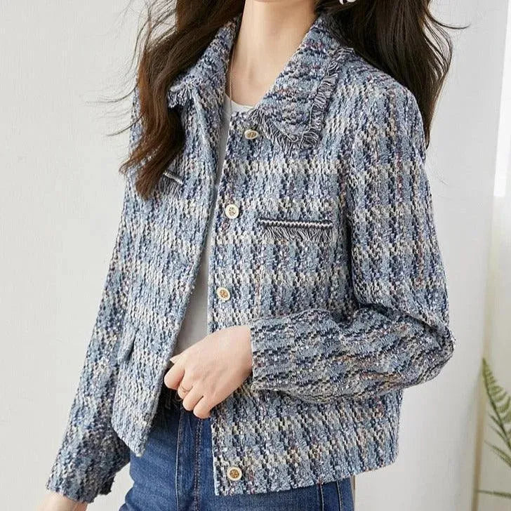 Women’s Textured Tweed Jacket Statement Style