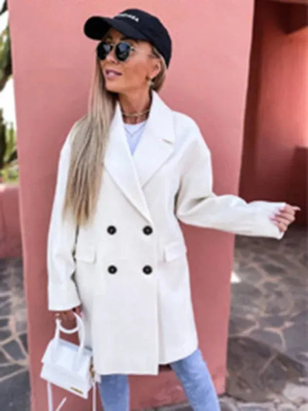 Women's Trench Coat Double Breasted Knee Length