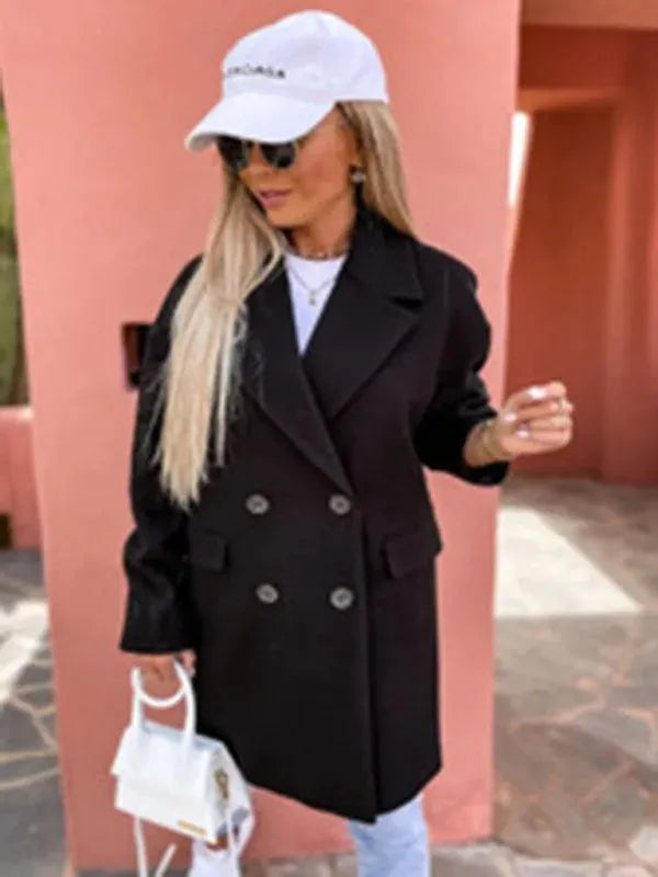 Women's Trench Coat Double Breasted Knee Length
