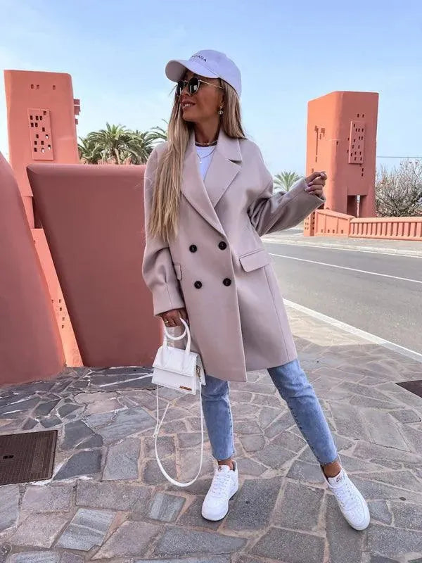 Women's Trench Coat Double Breasted Knee Length