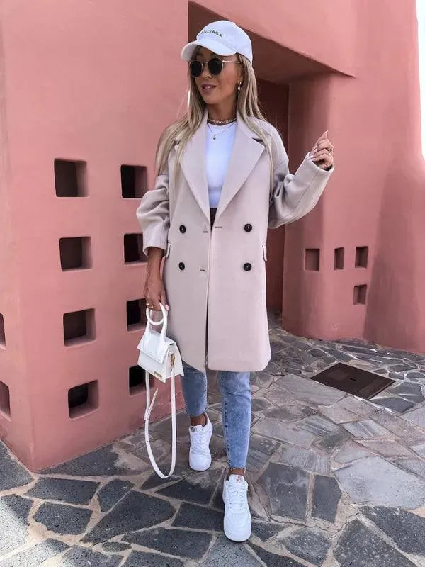 Women's Trench Coat Double Breasted Knee Length
