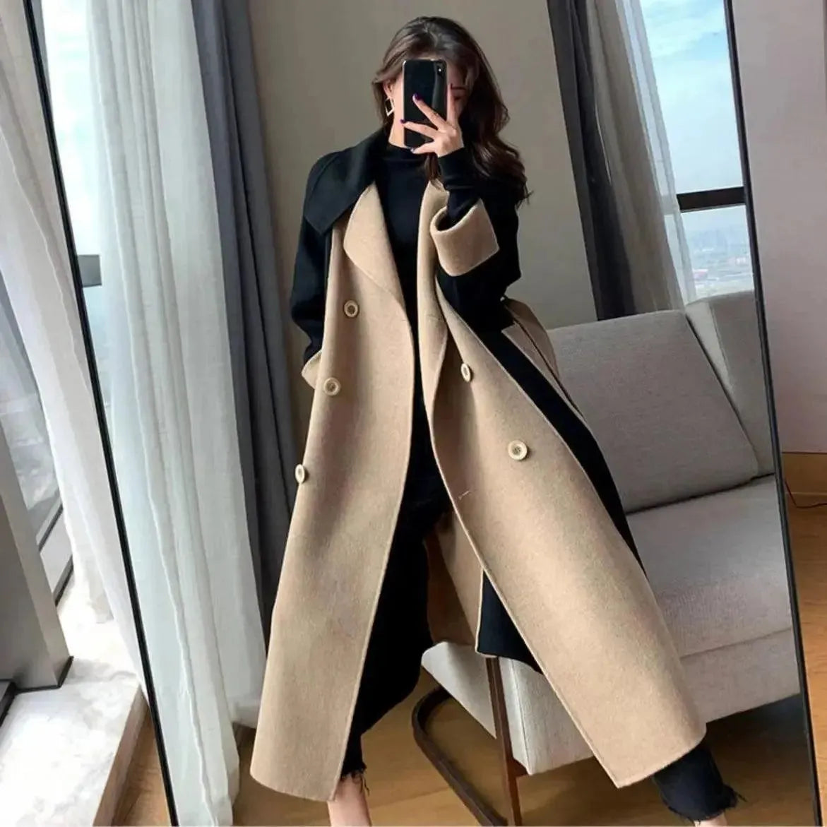 Women's Trench Coat Longline Double Breasted Fit