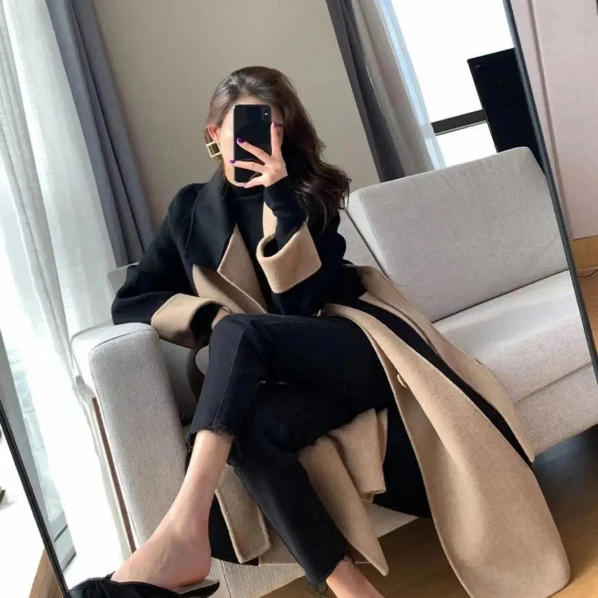 Women's Trench Coat Longline Double Breasted Fit